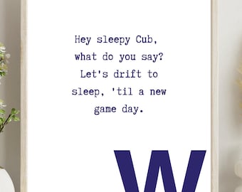 Chicago Cubs Baby Nursery Wall Print, Baseball Printable Poster, Baseball Kids Room Wall Decor