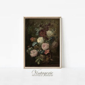 Moody Antique Flower Still Life Oil Painting | Muted Wall Art Print | PRINTABLE Digital Download | 0011