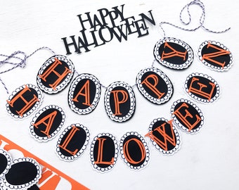 Happy Halloween Multi-Layered Design SVG Cut File with Draw Lines Included designed by Jen Goode