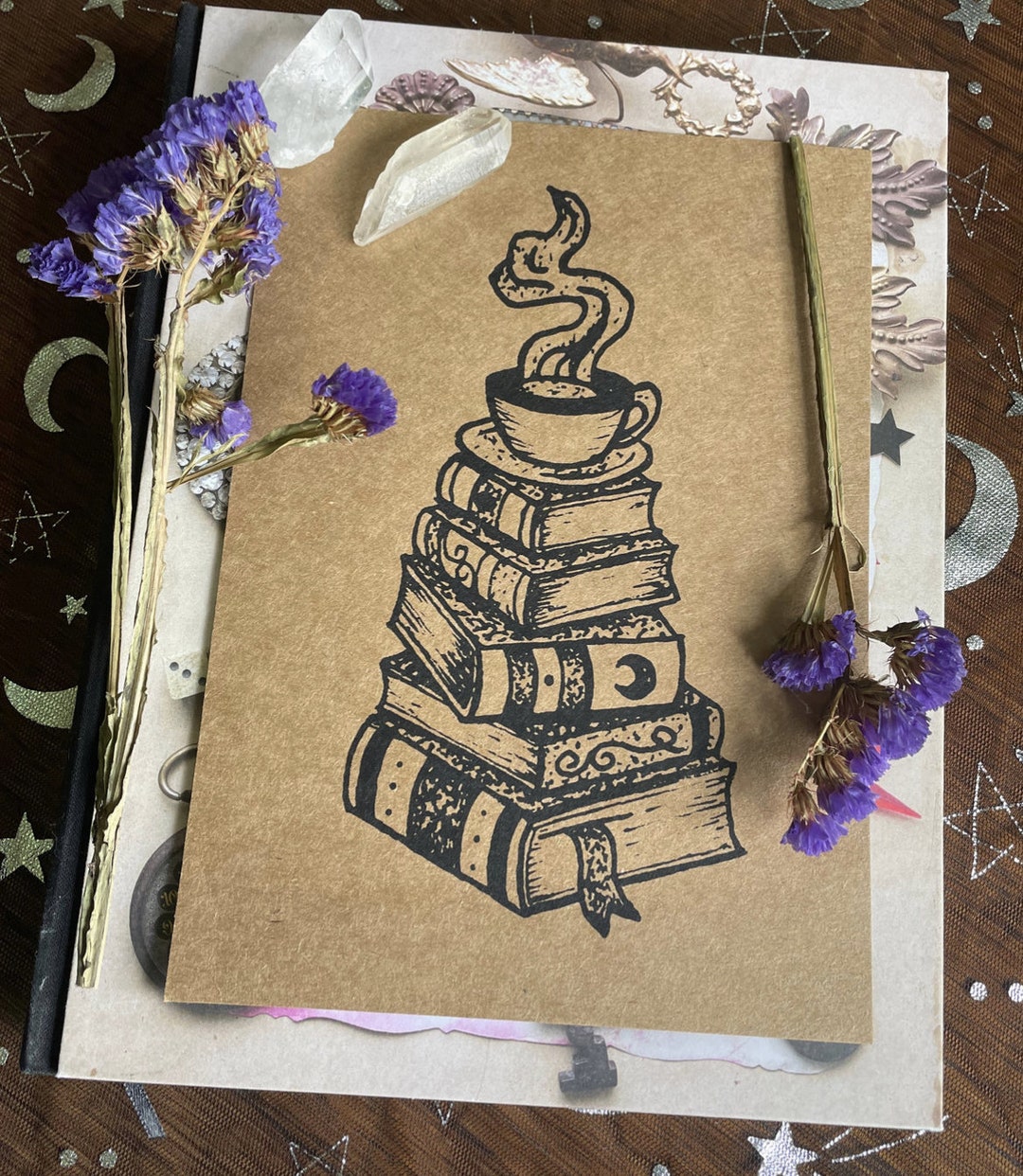 Book Stack Print Book Stack Screenprint - Etsy