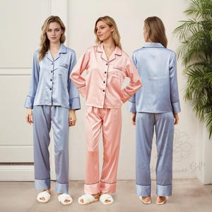 Conjunto de pijama para madrinhas, pijamas longos de cetim personalizados para noivas, pijamas para festas de noivas, presentes para madrinhas