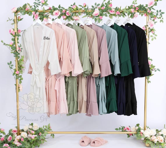 Personalized Ruffle Robes Set of 4,5,6, Softest Bridesmaid Robes Sets for Bridal Party, Ruffle Robes, Bulk Bridesmaid Gifts