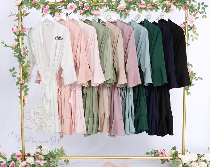 Personalized Ruffle Robes Set of 4,5,6, Softest Bridesmaid Robes Sets for Bridal Party, Ruffle Robes, Bulk Bridesmaid Gifts