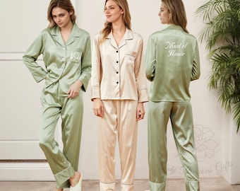 Bridesmaid Pajamas, Bridal Party Gift, Bridesmaid Gifts, Long Pant Sleeve Set, Softest Bridesmaid Pajamas, Bachelorette Party PJs