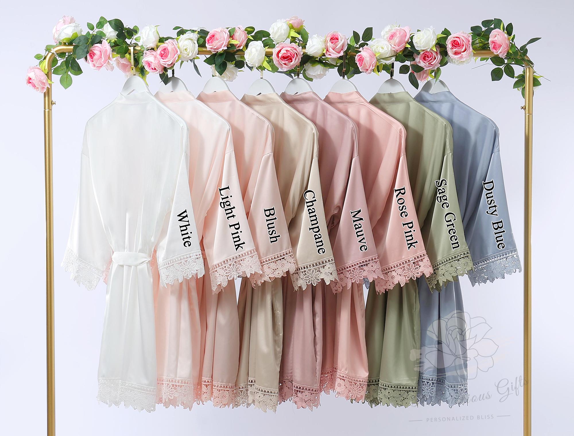 Personalised Prom Robe Personalized Lace Satin Robe, Custom Bridal Party Robes for Wedding ...
