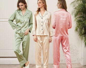 Personalized Pajamas for Bridesmaid, Long Sleeve Pajamas Set, Bridesmaid Pajamas Pants, Bridesmaid Proposal Gifts