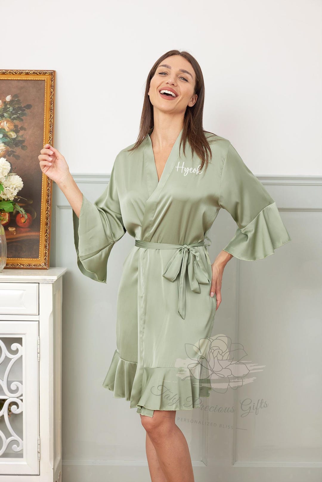 Bridal Robe Ruffle Personalized Ruffle Bridesmaids Robes, Matching Bridal Robes, Custom ...