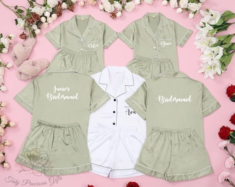 Personalized Bridesmaid Pajamas Sets, Bridesmaid PJs sets, Monogram Satin PJs, Bridal Shower Gifts, Wedding Gifts