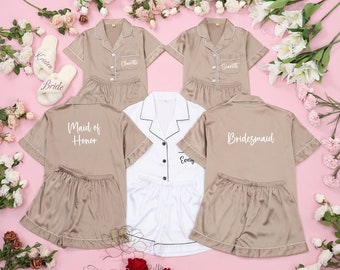 Personalisierte Satin Brautjungfer Pyjama Set, Brautparty PJs