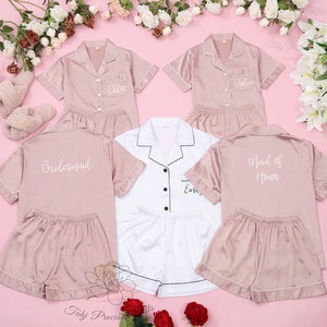Personalized Bridesmaid Pajamas, Matching Bridesmaid PJs, Bride Pajamas, Bachelorette Party Gifts