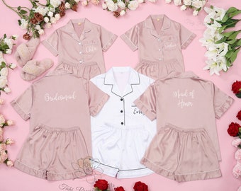 Spersonalizowane piżamy dla druhen, pasujące piżamy dla druhen, piżamy dla panny młodej, prezenty na wieczór panieński