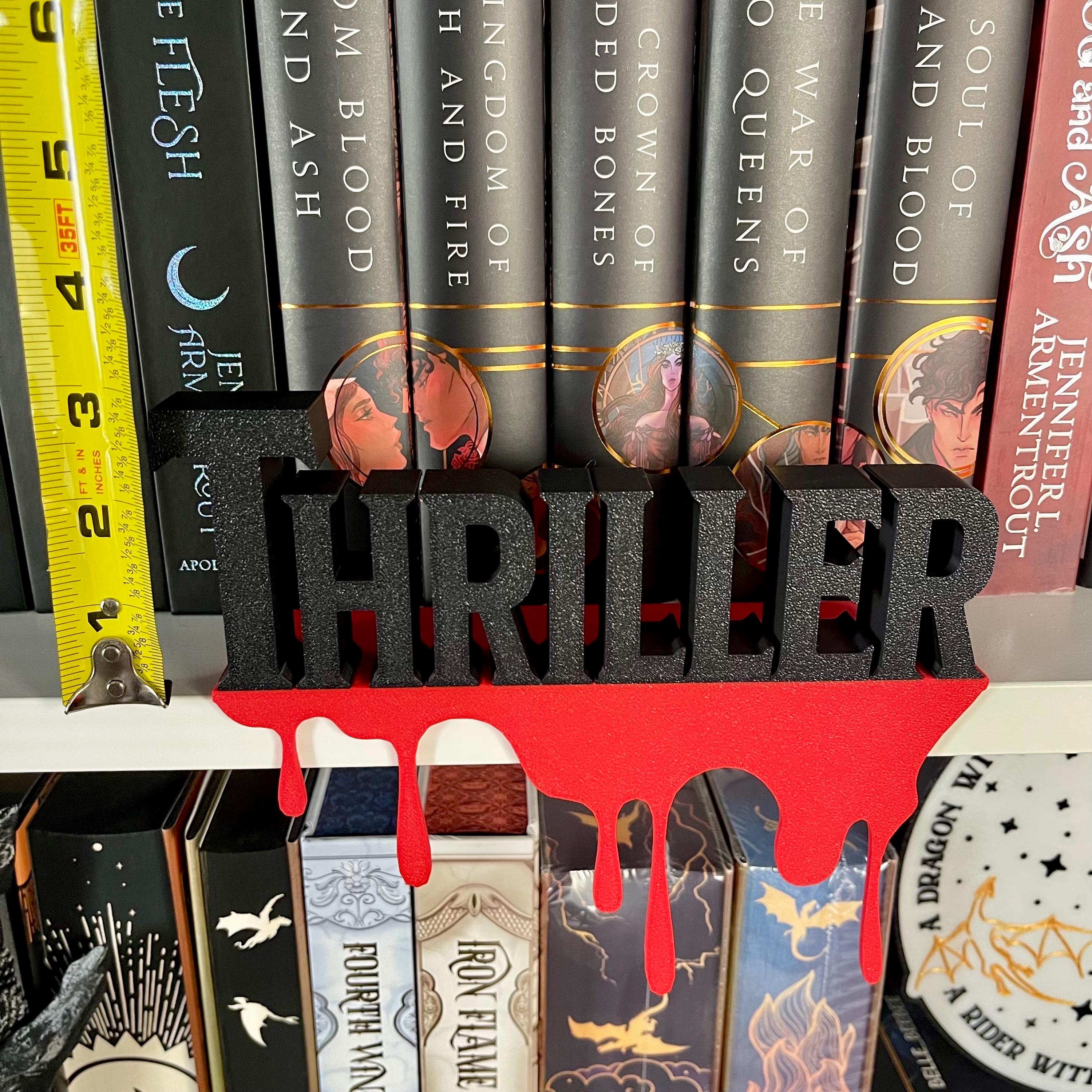 BookShelf Sign Thriller Library Book Lover Gift Custom Colors Book Club Decor 3d Printed