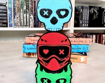 Lights Out Caught Up Game On Masked Men Sign Library Dark Romance bookshelf decor 3d Printed