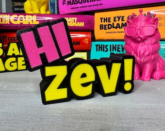 Hi Zev! Library Decor Bookshelf, DCC Sign, Book Lover Gift, 3d Printed