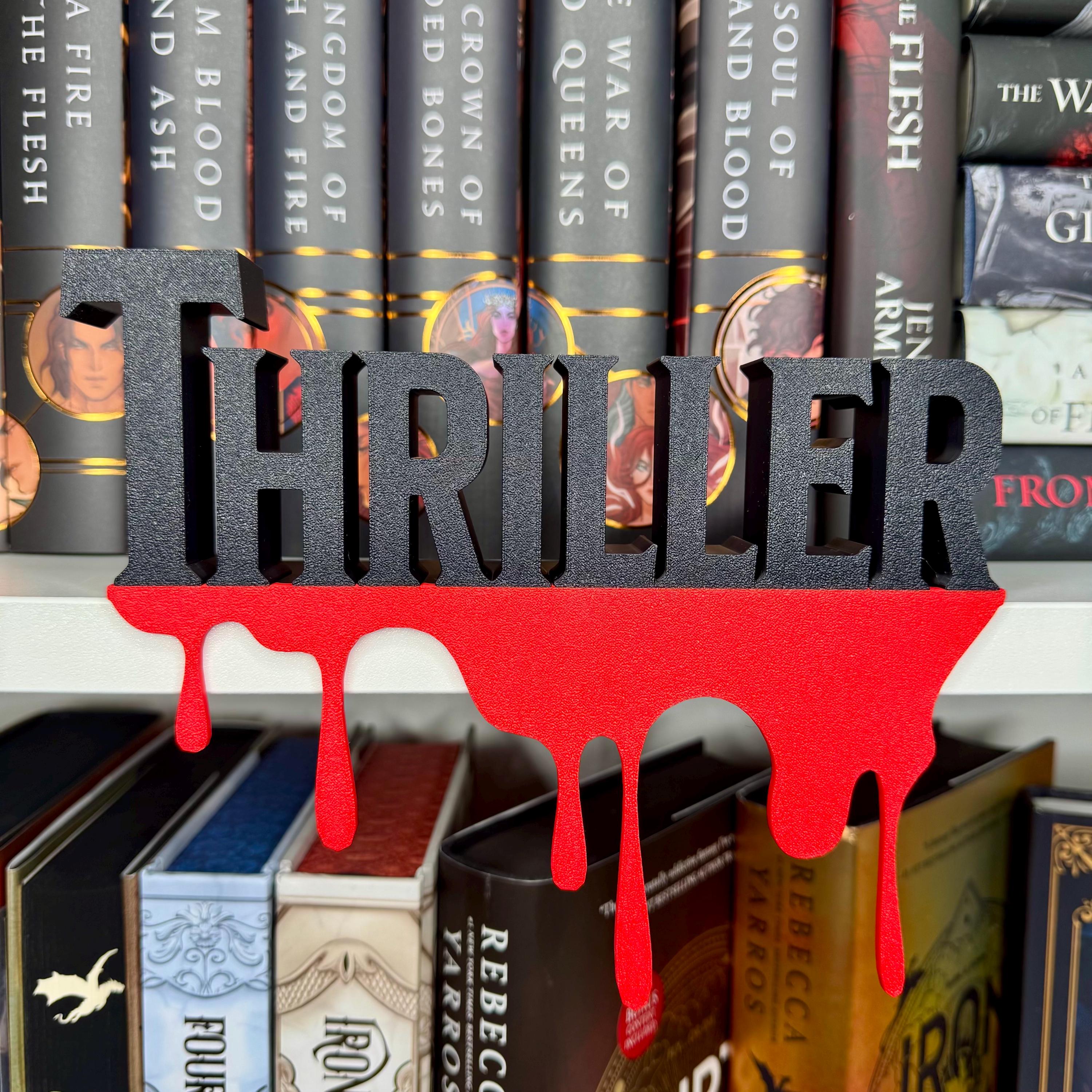 BookShelf Sign Thriller Library Book Lover Gift Custom Colors Book Club Decor 3d Printed