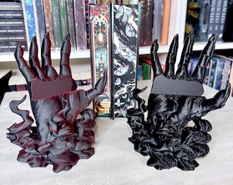 Soporte para libros con forma de mano de demonio, decoración romántica de monstruos, estantería de fantasía oscura, decoración romántica, exhibición de libros góticos, impresión 3D