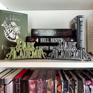 Letrero de biblioteca de Dark Academia, letrero de estantería, regalo para amantes de los libros, colores personalizados, decoración para club de lectura, impresión 3D