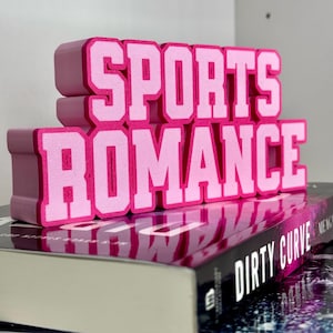Sports Romance Bookshelf Decor 3D Printed Custom Colors Library Genre Sign Book Lover Gift