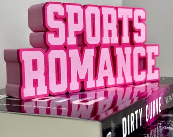 Sports Romance Bookshelf Decor 3D Printed Custom Colors Library Genre Sign Book Lover Gift