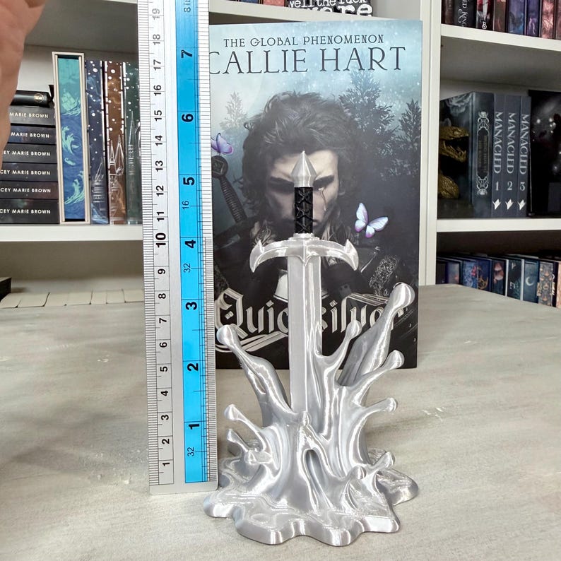 Quicksilver and Sword Bookshelf Decor 3d Printed Fantasy Book Lover Gift image 7