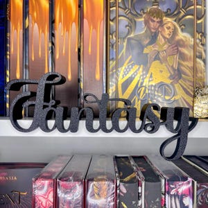 Letrero de estantería de fantasía, regalo para amantes de los libros, colores personalizados, decoración para club de lectura, impresión 3D
