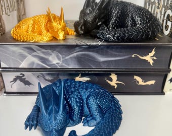 Sleeping Dragon Bookshelf Decor Dragon figurine 3d Printed Fantasy Book Merch Book Nook