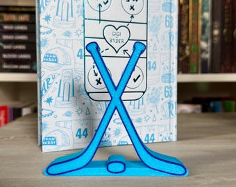 Hockey Sticks Silhouette Bookshelf Decor Custom Colors Library Genre Sign