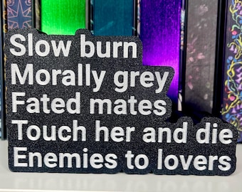 Slow Burn Morally Grey Fated Mates THAD Enemies to lovers Bookshelf Decor Library Sign Spicy Gift Custom Colors Book Decor 3d Printed
