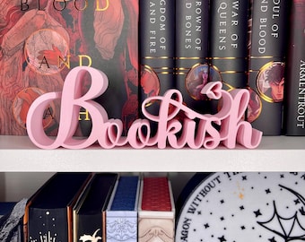 Bookish Bookshelf Decor Library Sign Book Lover Gift Custom Colors Book Club Decor 3d Printed