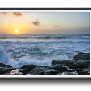 Sunset Beach Photo Art Print: Ocean Waves Wall Decor (Digital Download)