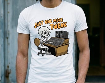 Classic Graphic Tee | Funny Skeleton Audio Engineer Design | Soft Cotton Crewneck