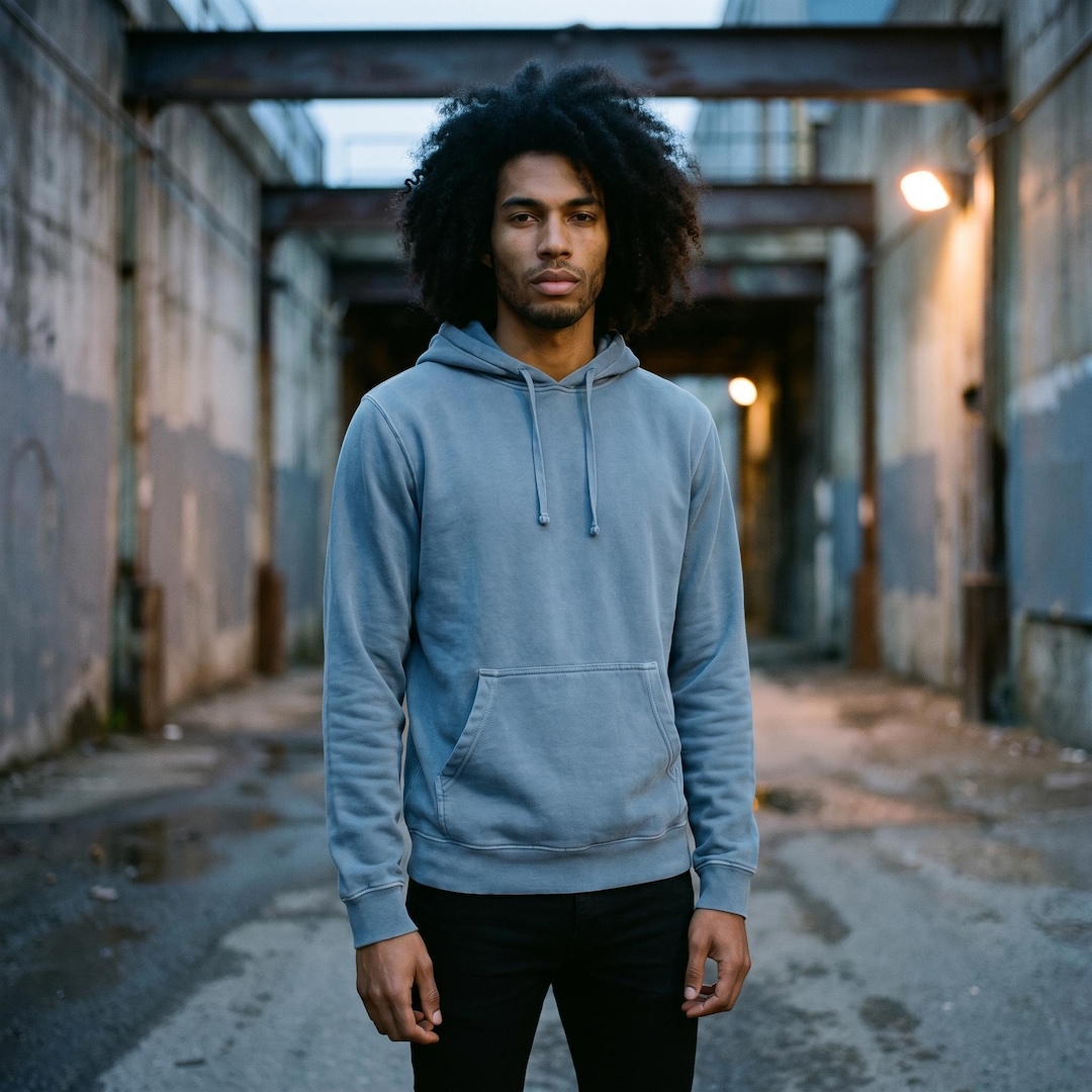 Pigment Dye Hoodie Blue | Vintage Wash Pullover | Midweight Cotton ...