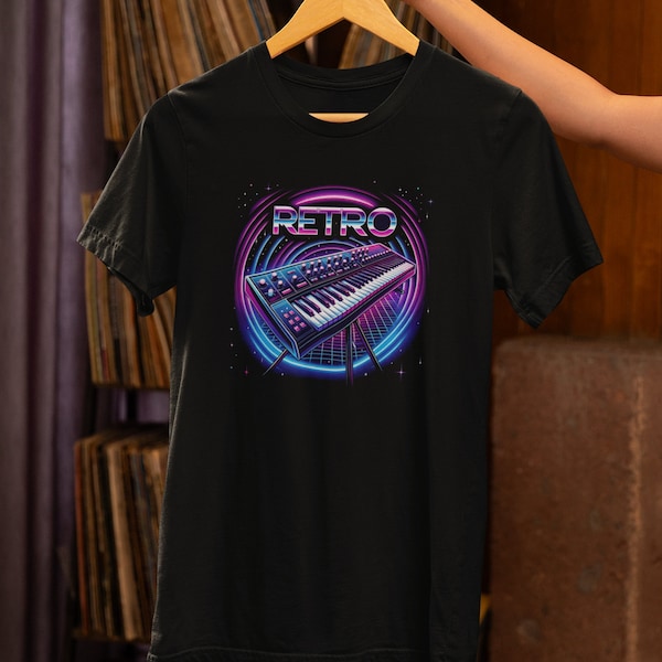 Synthesizer T-Shirt, Vintage Tee, Retro Shirt, Analog, 80s, Synth, Synthwave, Music Lover Gift, Custom Design, Unisex Shirt, Comes In Black