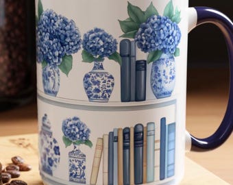 Bookshelf Ceramic Coffee Mug: Bookish Bibliophile Reader Gift Literary Kitchen Decor, Book Lover Drinkware,