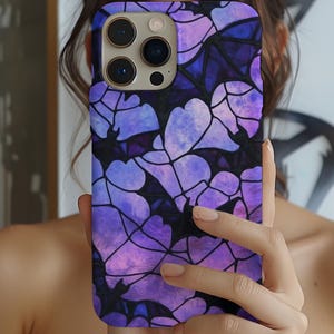 Gothic Bat Phone Case: Faux Stained Glass, iPhone, Galaxy, Pixel