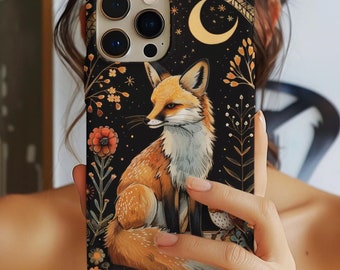 Whimsical Forest Fox Phone Case Cottagecore Woodland Charm Design, Fall phone case for iPhone, 16 15 14 13 12 Galaxy S24 Pixel 9 Pro case