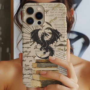 Vintage Dragon Bookish Phone Case: Fantasy Literary Design