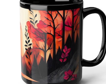 Autumn Sunset Mountain Mug: Cozy Ceramic Fall Drinkware, Ceramic Cup