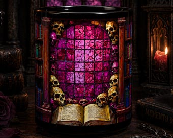 Gothic Skull Halloween Bookish Mug: Dark Academia Ceramic Coffee Bookshelf Cup Coffee   Spooky Literary