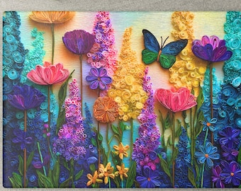 Floral Glass Cutting Board: Botanical Wildflower Kitchen Decor Tempered Glass Cooking Gift Nature Lovers