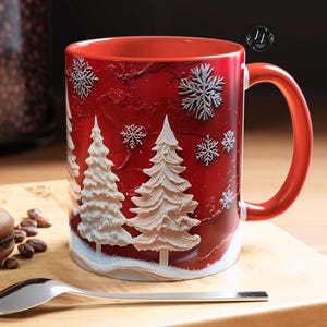 Christmas Tree Mug: Festive Holiday Ceramic Coffee Cup Winter Drinkware, Seasonal Kitchen Decor,