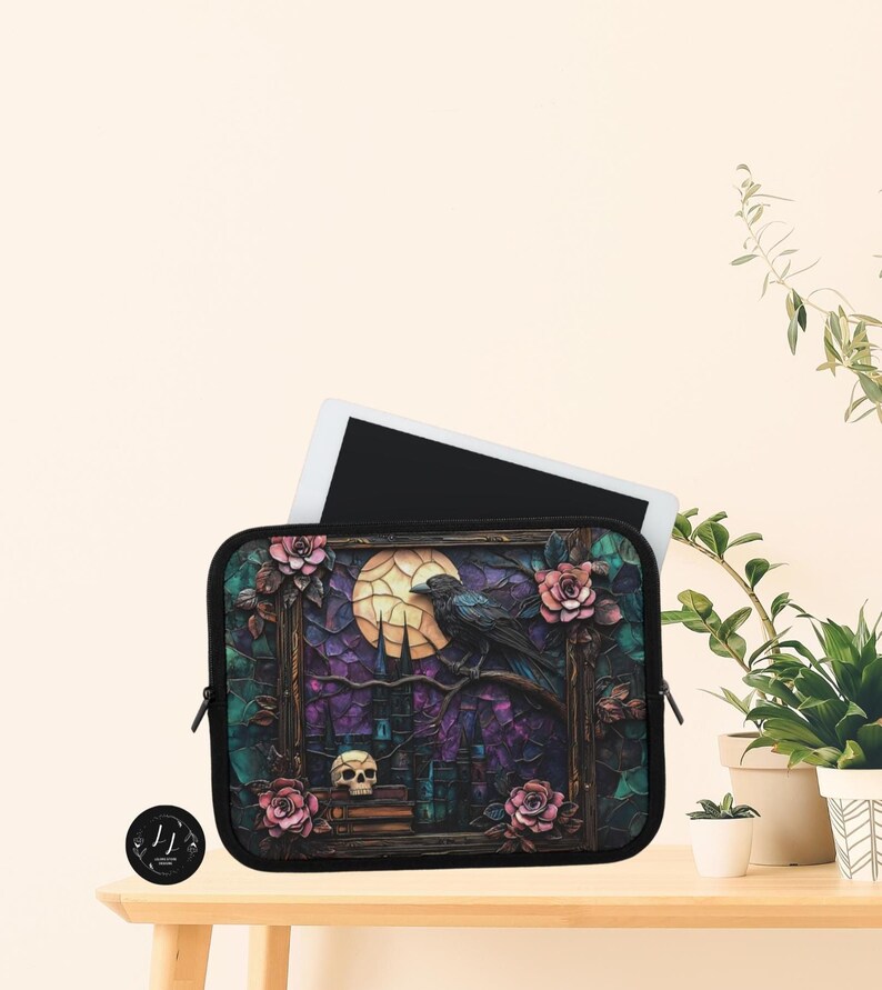 Rave Bookish Laptop Sleeve,Dark Academia Aesthetic iPad  Kindle Case, Gothic Book Lover Gift, Back to School Laptop Pouch
