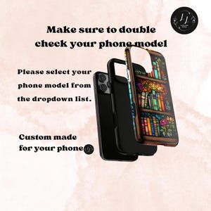 Floral Stained Glass Art Bookshelf Phone Case: Book Lover Gift iPhone Galaxy Pixel image 5