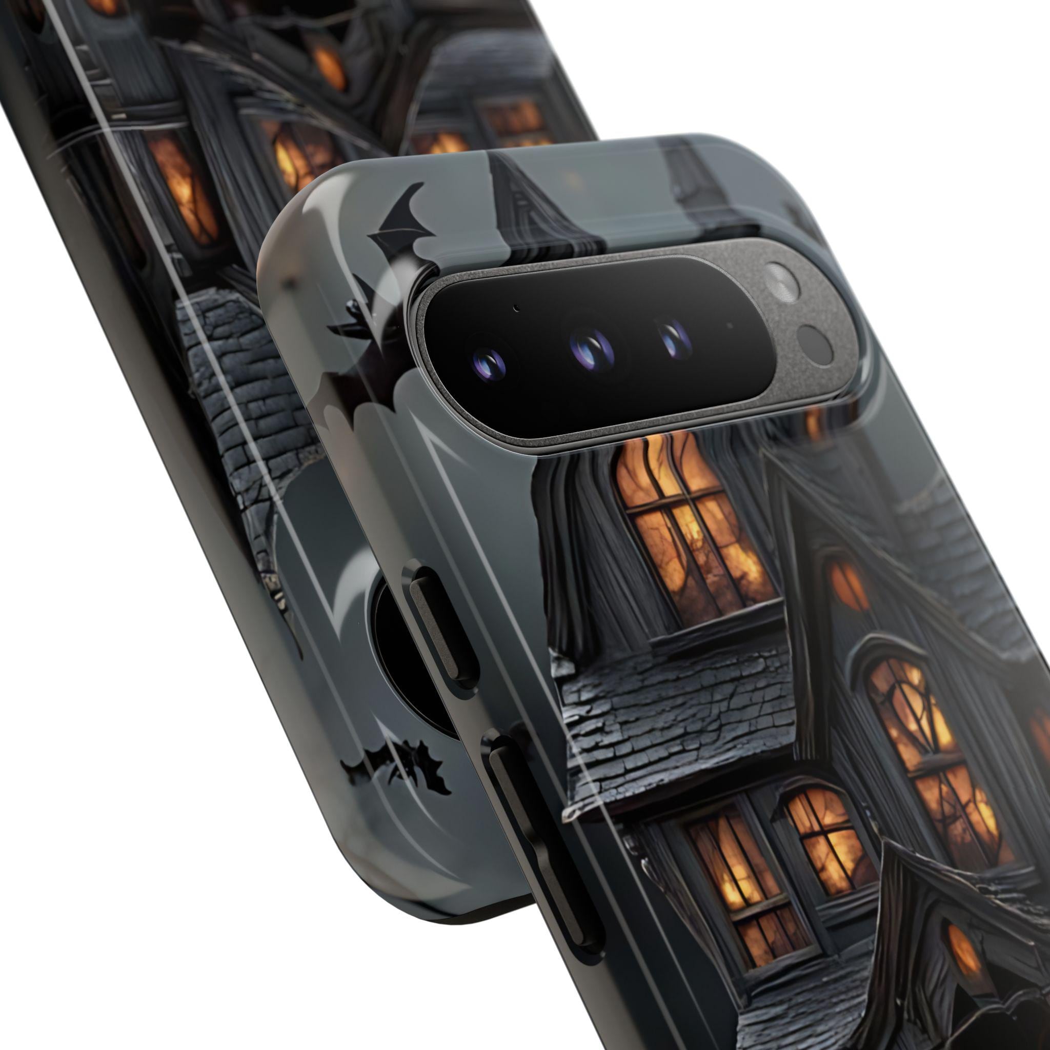 Haunted Mansion Halloween Phone Case, Spooky Gothic Phone Cover, Scary Ghost Phone Protector, Creepy iPhone 16 15,Galaxy S25 Ultra, Pixel 9