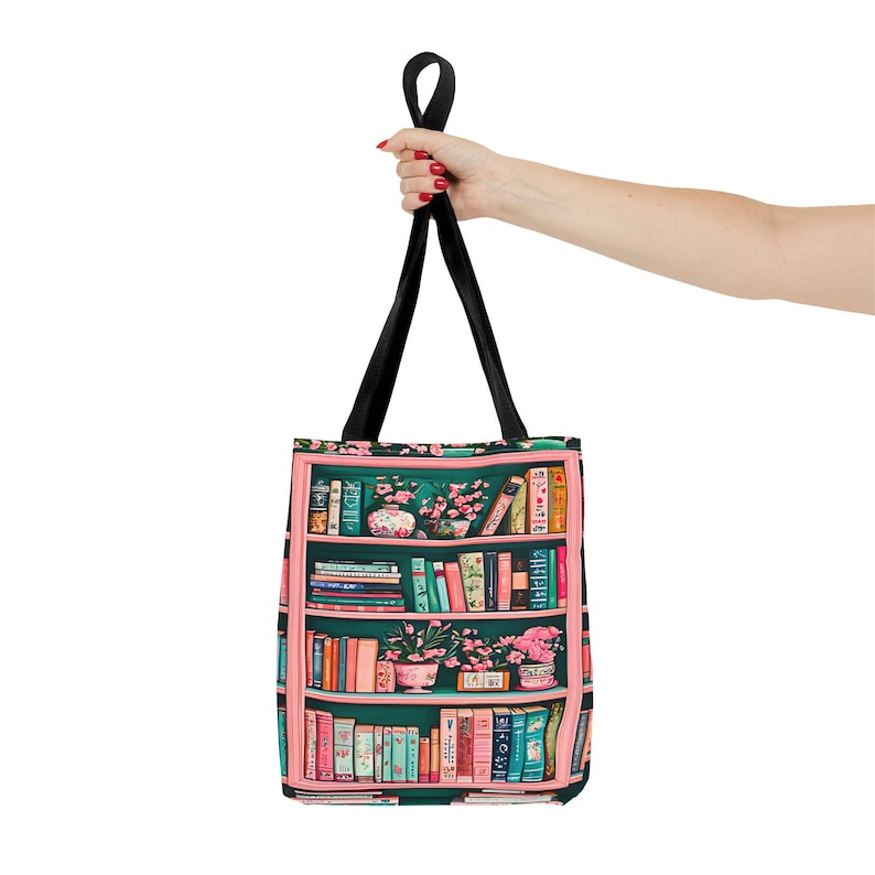 Bookish Tote Bag, Pink and green Canvas Tote for Book Lovers, Library Book Tote, Cute Gift for Readers, book club Gifts