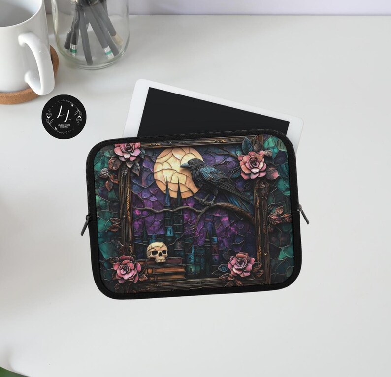 Rave Bookish Laptop Sleeve,Dark Academia Aesthetic iPad  Kindle Case, Gothic Book Lover Gift, Back to School Laptop Pouch