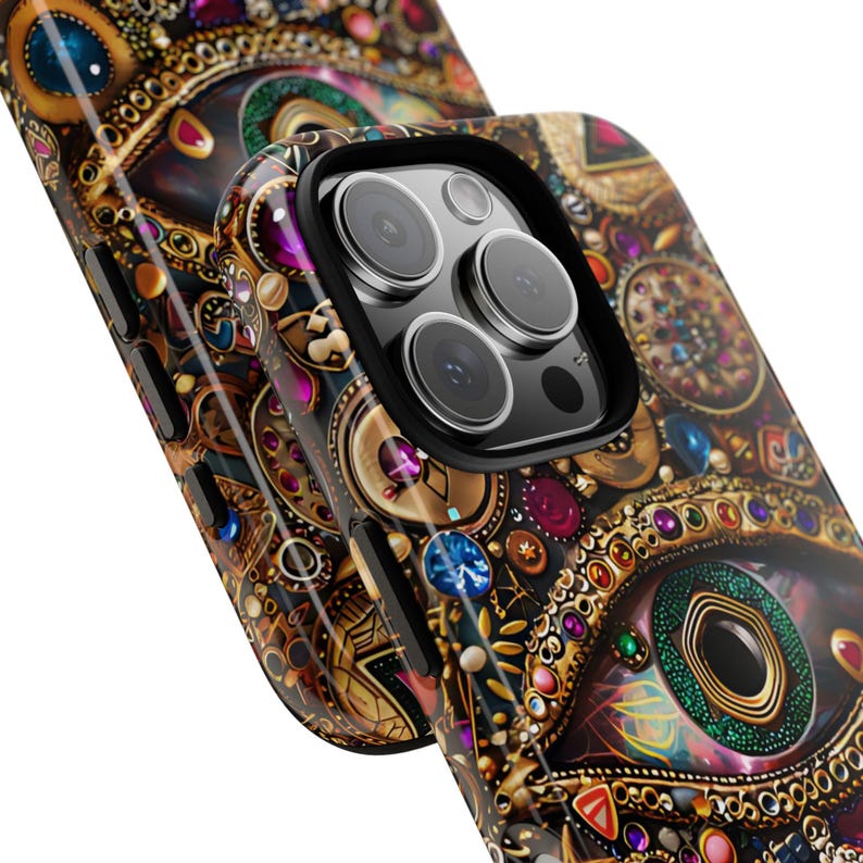 Evil Eye Mosaic Phone Case: Gold Gemstone Collage Design Gem Effects iPhone Galaxy Pixel image 5