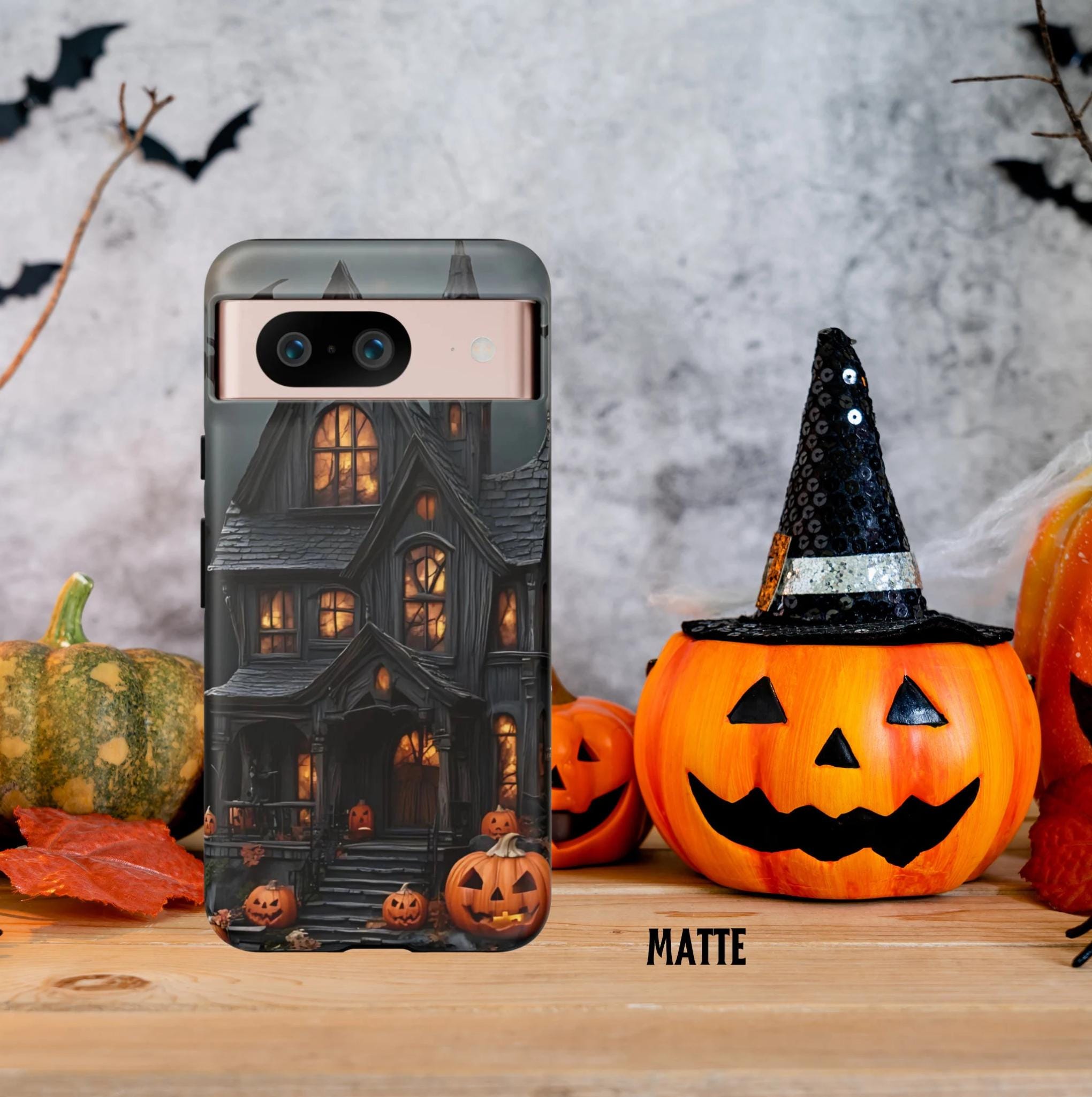 Haunted Mansion Halloween Phone Case, Spooky Gothic Phone Cover, Scary Ghost Phone Protector, Creepy iPhone 16 15,Galaxy S25 Ultra, Pixel 9