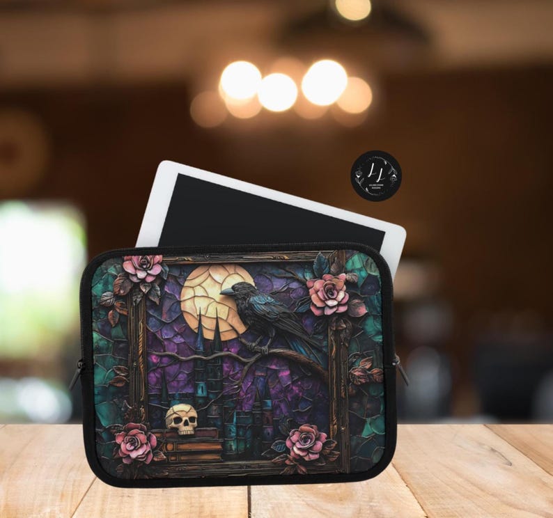 Rave Bookish Laptop Sleeve,Dark Academia Aesthetic iPad  Kindle Case, Gothic Book Lover Gift, Back to School Laptop Pouch