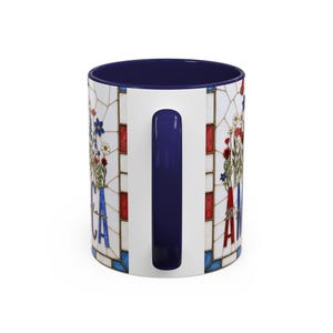 America 250 Faux Stained Glass Mug, Wildflower Coffee Mug, Floral Patriotic Cup, Independence Day Gift